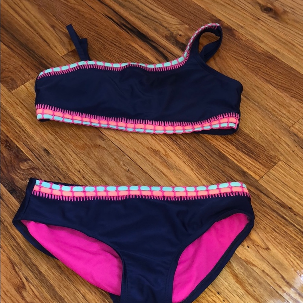 Blue justice bathing suit